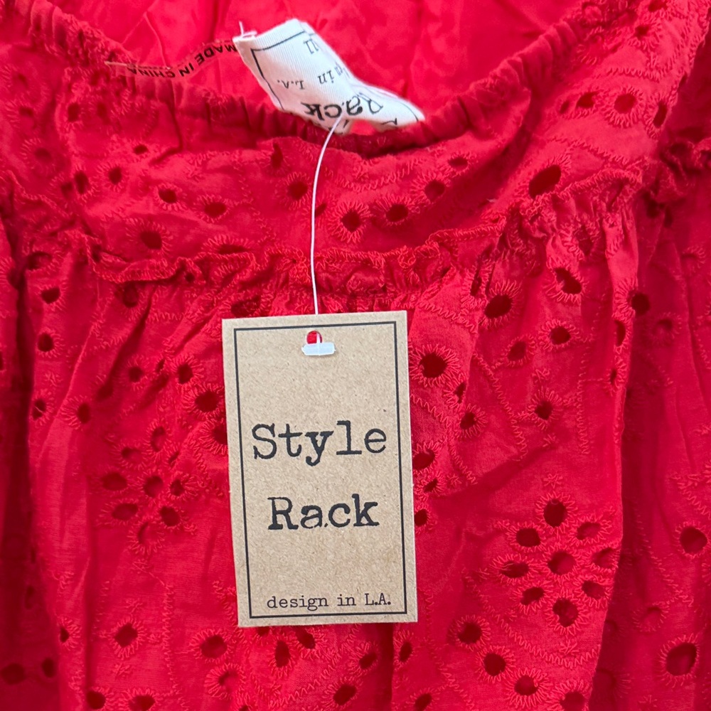 Style Rack Red Backless Eyelet Dress - Picture 3 of 3